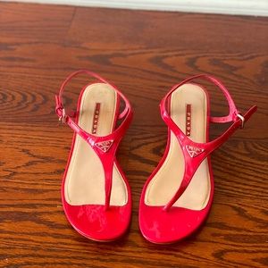 Prada Pink Patent Wedges